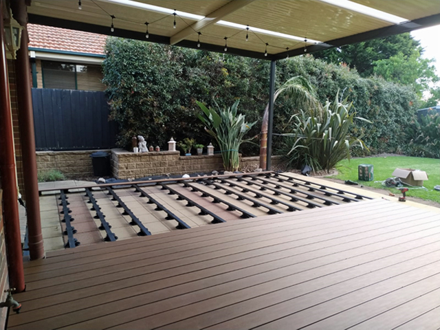 Composite timber decking installation
