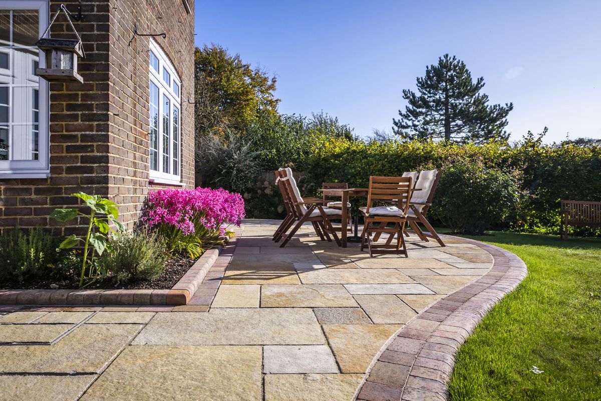 Professional porcelain and natural stone patio installation