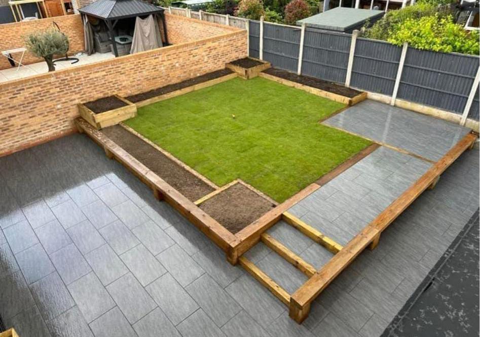 Local Landscapers team working on garden project in Pocklington