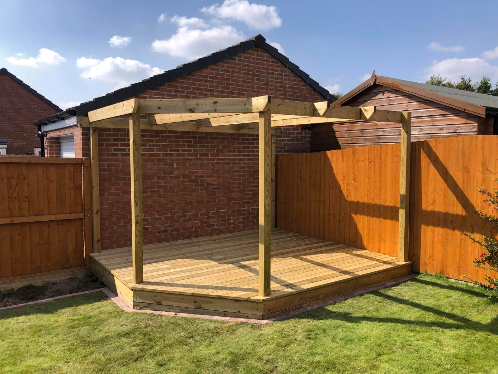 Garden pergola integrated with landscape design